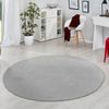 Runder Kurzflor Teppich Uni Fancy rund - grau - 133 cm Durchmesser Bild 2
