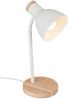 BRILONER - Nachttischlampe mit Kabelschalter, schwenkbar, E14, max. 10W, Tischlampe, Lampe, Schreibtischlampe, Tischleuchte, Bürolampe, Leselampe Bett, Leselicht, 14x38 cm, Weiß-Holz Bild 2