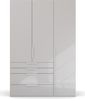 rauch Kleiderschrank; Drehtürenschrank PURISMA, 3-türig, 3 Glastüren, 4 Schubkästen, 4x Seidengrau, inkl. Innenspiegel und weiteres Zubehör, 151x223x61xcm Bild 2