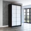 Schwebetürenschrank PARIS 2-türig Schrank 120 cm (mit Spiegel) Farbe: Schwarz , weiß Bild 2