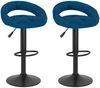 Barhocker KALSII höhenverstellbar 2er Set Blau Samt | Barstühle drehbar Küchenhocker Thekenhocker für Küche Hausbar Bild 2