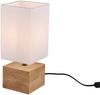 LED Tischleuchte Holzfuß mit Stoffschirm in Weiß, Höhe 30cm Bild 2
