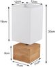LED Tischleuchte Holzfuß mit Stoffschirm in Weiß, Höhe 30cm Bild 4