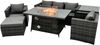 Fimous Outdoor Poly Rattan Gartenmöbel Gas Feuerstelle Esstisch Set Sessel mit Hohe Seite Couchtisch Groß Foothocker Dunkelgrau Gemischt Bild 2