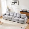 Merax 4-Sitzer-Extra großes Sofa, mit Armlehnentaschen und 4 Kissen, Leinenstoff grau, 88 x 83 x 290 cm Bild 2
