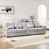 Merax 4-Sitzer-Extra großes Sofa, mit Armlehnentaschen und 4 Kissen, Leinenstoff grau, 88 x 83 x 290 cm Bild 3