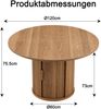 Runder Esstisch H 75.5 x T 120 x B 120 cm in Walnussoptik, mit 2 Ablagen, Landhausstil, Holzwerkstoff Bild 5