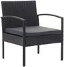 Poly-Rattan Garnitur HWC-F56, Balkon-/Garten-/Lounge-Set Sitzgruppe ~ schwarz, Kissen dunkelgrau Bild 3