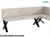 MEBLINI Eckbank für Esszimmer mit ausziehbarem Tisch - Küchenbank - Essecke - Sitzecke Küche - TONI - X-Beine 142x196x87cm Rechts - Beige Samt/B Weiß Matt Bild 5
