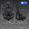 FLEXISPOT Drehstuhl Ergonomischer Bürostuhl, Arbeitsstuhl mit Dual-Wing Lendenstütze (3D-Kopfstütze & 3D-Armlehnen & Verstellbarer Sitztiefe), 3-Stufen Neigung & höhenverstellbare Rückenlehne Bild 2