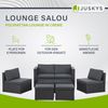 Juskys Polyrattan Gartenmöbel Set Salou - Outdoor Lounge wetterfest 6 Personen - Sitzecke mit Tisch & Kissen für Garten, Balkon, Terrasse - Schwarz Bild 3