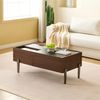 Moderner Couchtisch mit Schubladen und Glasplatte – dunkelbrown Holzdesign 105x50x41.5 cm Bild 3