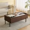 Moderner Couchtisch mit Schubladen und Glasplatte – dunkelbrown Holzdesign 105x50x41.5 cm Bild 5