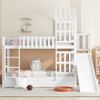 Kinder Etagenbett 90x200 mit Rutsche & Dach - Weißes Spielbett mit Rollschublade, Fensterdesign,Leiter,Rutschenbett Bild 2
