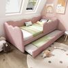 Tagesbett, Samt mit Ausziehbett & Lattenrost, 90x190 cm, Rosa, ohne Matratze Bild 3