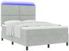 vidaXL LED Boxspringbett mit Matratze Hellgrau 140 x 200 cm Samt 3343382 Bild 3