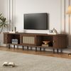 TV-Ständer, Nussbaum dunkel Rattan-Design MDF-Design verstellbare Füße 30 kg Belastbarkeit Nussbaum dunkel, 180 cm Bild 4