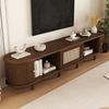 TV-Ständer, Nussbaum dunkel Rattan-Design MDF-Design verstellbare Füße 30 kg Belastbarkeit Nussbaum dunkel, 180 cm Bild 5