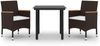 vidaXL 3-tlg. Garten-Essgruppe mit Auflagen Poly Rattan und Glas 3099769 Bild 2