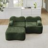 2-Sitzer Ecksofa mit Ottoman in Grün H 70 x T 192 x B 167 cm aus Samt, modular und rahmenlos Bild 2