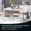 KHG 6er Set Sitzhocker Holzhocker Weiß lackiert, Kunstleder gepolstert Flur Garderobenhocker Küchenhocker 36 x 36 x 47 cm - Buche Holz Massiv bis 110 kg belastbar - Schminkhocker Landhausstil Bild 3