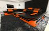 Wohnlandschaft Enzo XXL in Leder - Echtleder - schwarz-orange - Rechts Bild 2