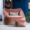 Icon Natalia Sitzsack Sessel mit Hocker für Erwachsene, Rosa, Flauschiger Samtstoff, Riesen Sitzsack Samt mit Füllung, Bean Bag Chair, Bequemer Sessel Wohnzimmer, Lounge, Schlafzimmer, Büro Bild 3