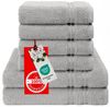 Hammetex 6 teiliges Handtuch Set, 100% Baumwolle Weich Saugstark Qualität Handtücher Set, 2 Badetücher 70x140 cm, 4 Handtücher 50x100 cm, Hellgrau Bild 3