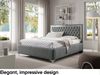 MEBLINI Polsterbett 140x200 mit Lattenrost ohne Matratze – ARONA SILVER – Dunkelgrau Samt – Doppelbett mit Bettkasten - Stauraumbett - Kopfteil Bett mit Stauraum Bild 3