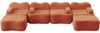 4-Sitzer Sofa 384x167x70 cm aus Samtstoff rahmenlos modular mit 2 Ottomanen, orange Bild 5