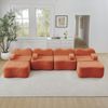 4-Sitzer Sofa 384x167x70 cm aus Samtstoff rahmenlos modular mit 2 Ottomanen, orange Bild 3