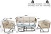 Merax Garten-Lounge-Set mit Rahmen aus verzinktem Eisen, Gartenmöbel-Set aus Seil, verstellbare Füße, Tischplatte aus glattem Glas, 5er-Set, inklusive aller Sitz- und Rückenkissen, Beige Bild 4