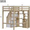 Merax Hochbett 90*200 cm, Einzelbett Jugendbetten Kinderbetten, Arbeitstisch mit Regalen und Schränken, Sicherheitskletterleiter mit Stauraum, Massivholzrahmen Holzfarbe Bild 4