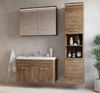 Badplaats Badmöbel Komplettset Paso LED 80 x 40 cm Braun Eiche - Badezimmermöbel mit Waschbecken, Spiegelschrank und Badezimmerschrank Bild 3