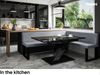 MEBLINI Eckbank für Esszimmer mit ausziehbarem Tisch - Küchenbank - Essecke - Sitzecke Küche - TONI - U-Beine 142x196x87cm Rechts - Grau Samt/B Weiß Matt Bild 2
