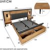 Merax Doppelbett Polsterbett 160×200, Bettanlage mit Leselampe und USB C Nachttisch und Sitzbank mit Stauraum, Bettgestell mit Lattenrost aus Metall, Holz und Leinen, Eiche(Ohne Matratze) Bild 4