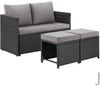 tectake Sitzgruppe Rattanlounge Monopoli - 2-in-1 Sofa & Esstisch für Balkon, (Set, 3-tlg, 9 tlg), Hochwertiges Polyrattan und stabiles, pulverbeschichtetes Stahlgestell Bild 4