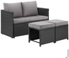 tectake Sitzgruppe Rattanlounge Monopoli - 2-in-1 Sofa & Esstisch für Balkon, (Set, 3-tlg, 9 tlg), Hochwertiges Polyrattan und stabiles, pulverbeschichtetes Stahlgestell Bild 5