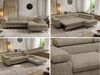 MKS Möbel 'Pablo L-Form' Ecksofa mit Schlaffunktion, verstellbare Kopfstützen, Dunkelbeige, Struktur, ohne Topper, Rechts Bild 2