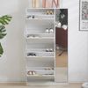 Flieks Schuhschrank mit Spiegel (1-St, B80/H147/T24 cm) Schuhkommode mit 4 Klappen Schuhregal Schuhkipper weiß Bild 5