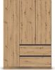 rauch Kleiderschrank, Drehtürenschrank COSTA, 3-türig, 2 Schubkästen, push-to-open, Eiche Artisan, 136 x 197 x 54 cm Bild 2