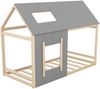 90 x 200 Kinderbett, Kinderbett in Hausform, Einzelhaus-Flachbett mit Dach und Fenster, Natur + Grau ETA:12/8 Bild 5
