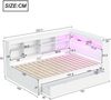 Multifunktionales Holzbett 140x200 cm mit LED, USB-Anschluss, Stauraum, Schlafsofa, Doppelbett, Massivholz,Weiß Bild 5