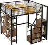 Hochbett 140x200 cm mit Stauraumtreppe und Ablagefächern – Metallbett in Schwarz Bild 4