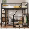 Hochbett 140x200 cm mit Stauraumtreppe und Ablagefächern – Metallbett in Schwarz Bild 3