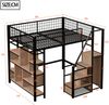 Hochbett 140x200 cm mit Stauraumtreppe und Ablagefächern – Metallbett in Schwarz Bild 5