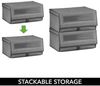 mDesign Schuhbox Schuhaufbewahrung Organizer stapelbar Klappdeckel 8er Set Grau Bild 5