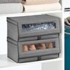 mDesign Schuhbox Schuhaufbewahrung Organizer stapelbar Klappdeckel 8er Set Grau Bild 3