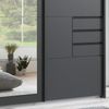 Schwebetürenschrank Kleiderschrank 273cm 3-trg. Passepartout Schubladen Spiegel Grafit Bild 4