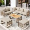 Flieks Gartenlounge-Set, 7-Sitzer Sitzgruppe Gartenmöbel-Set aus Handgewebtem Seil Bild 3
